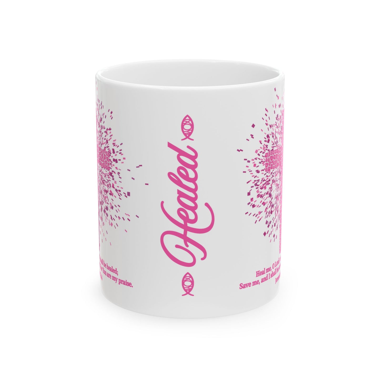 Pink Mosaic Cross Bible Verse Mug