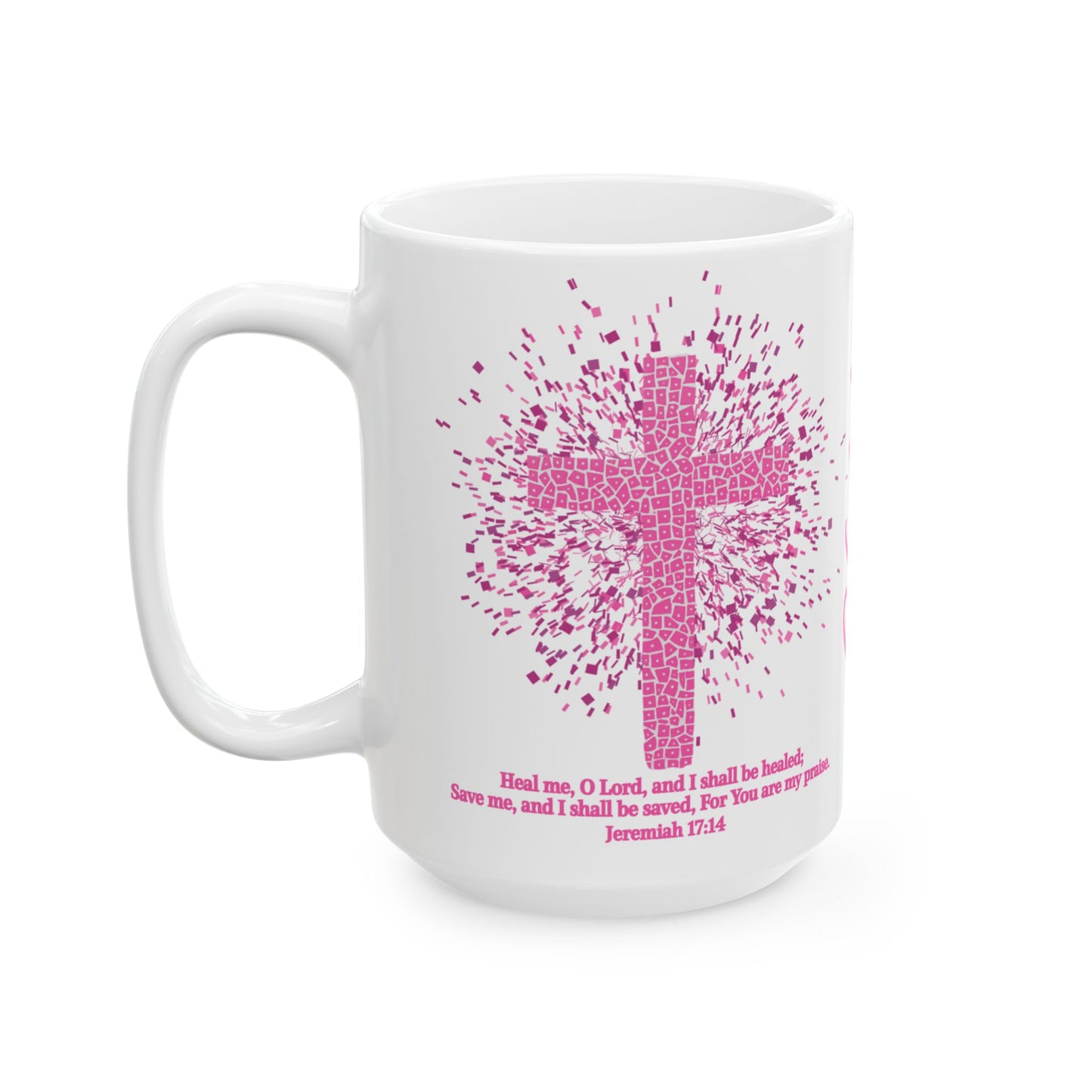 Pink Mosaic Cross Bible Verse Mug