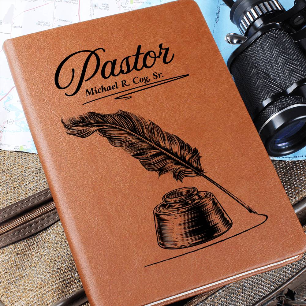 Personalized Pastor Vegan Leather Writing Journal For Sermon Notes