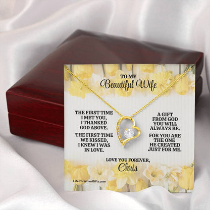 Christian Wife Message Card And Forever Love Necklace - The First Time