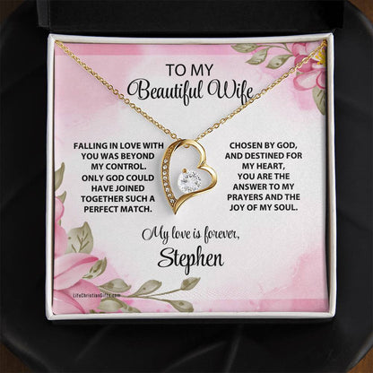 Christian Wife Message Card With Forever Love Necklace - Perfect Match