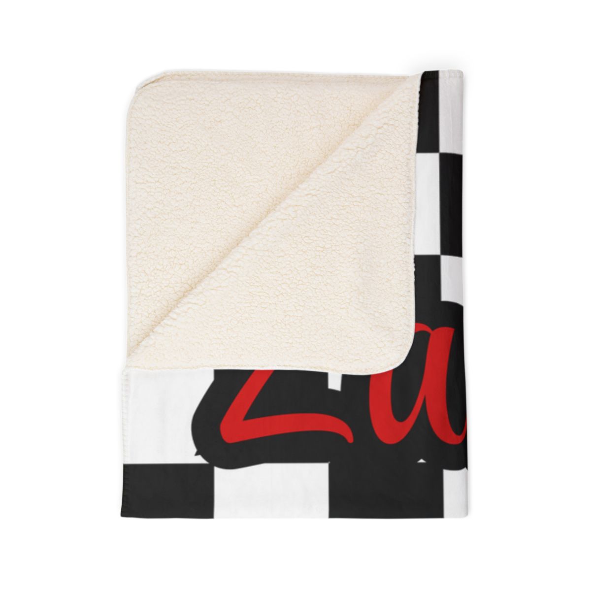 Personalized Wonderfully Made Sherpa Blanket - White and Black Checker