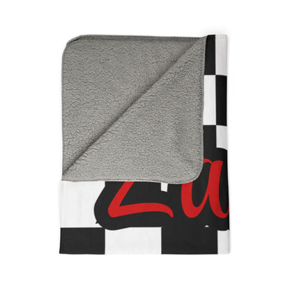 Personalized Wonderfully Made Sherpa Blanket - White and Black Checker
