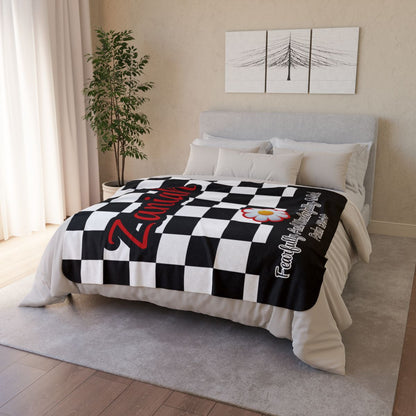 Personalized Wonderfully Made Sherpa Blanket - White and Black Checker