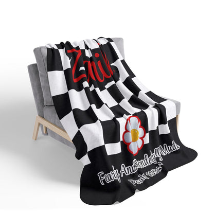 Personalized Wonderfully Made Sherpa Blanket - White and Black Checker