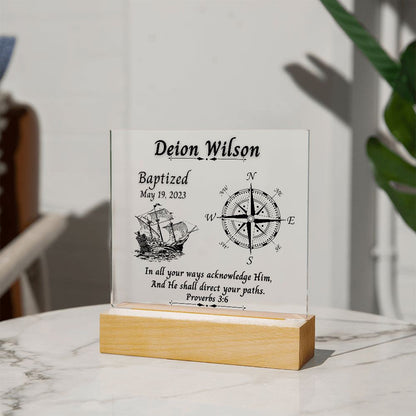 Personalized Baptism Gift For Young Man Bible Verse Keepsake Acrylic Plaque