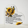 Personalized Mom Acrylic Heart Keepsake Plaque - Butterfly Sunflower