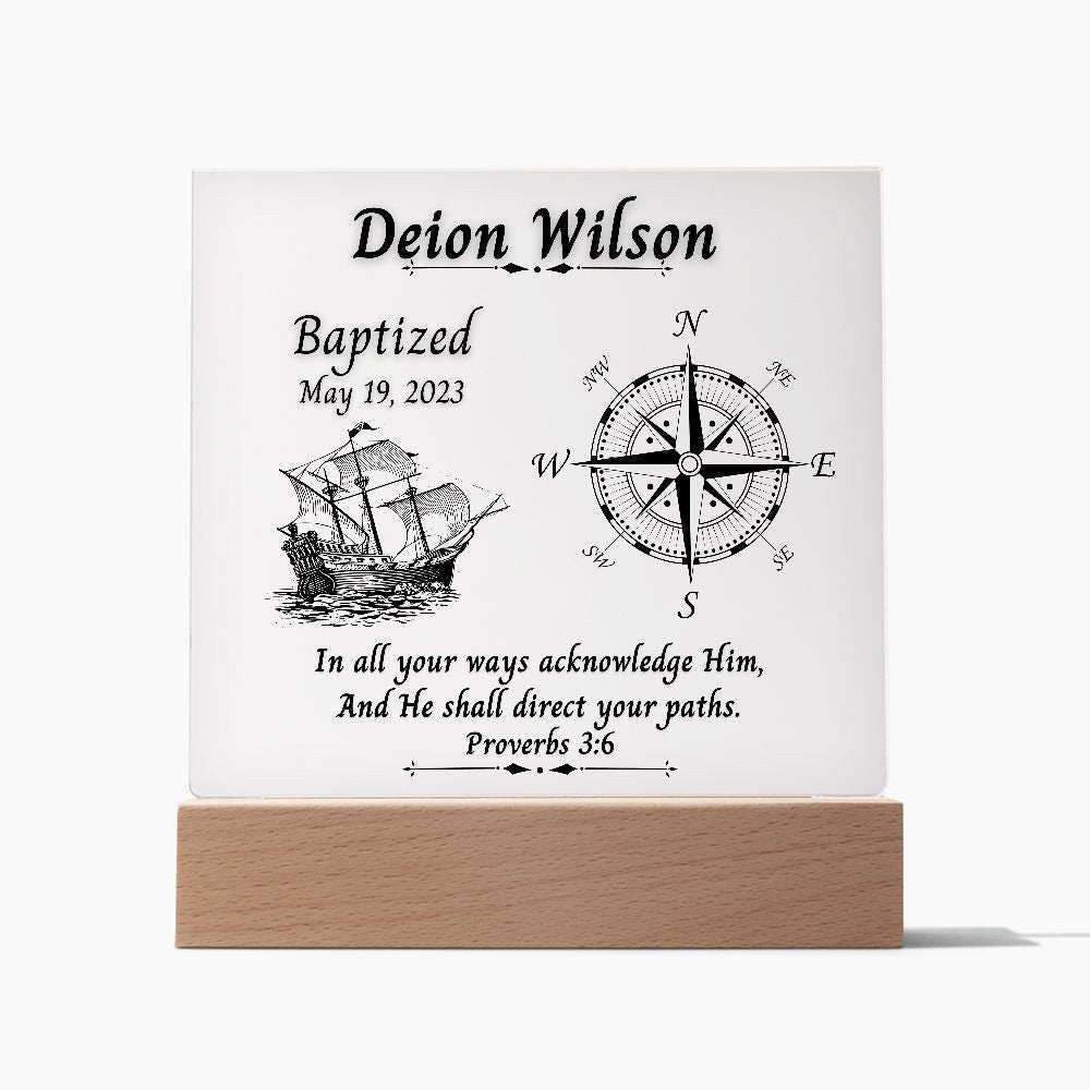 Personalized Baptism Gift For Young Man Bible Verse Keepsake Acrylic Plaque