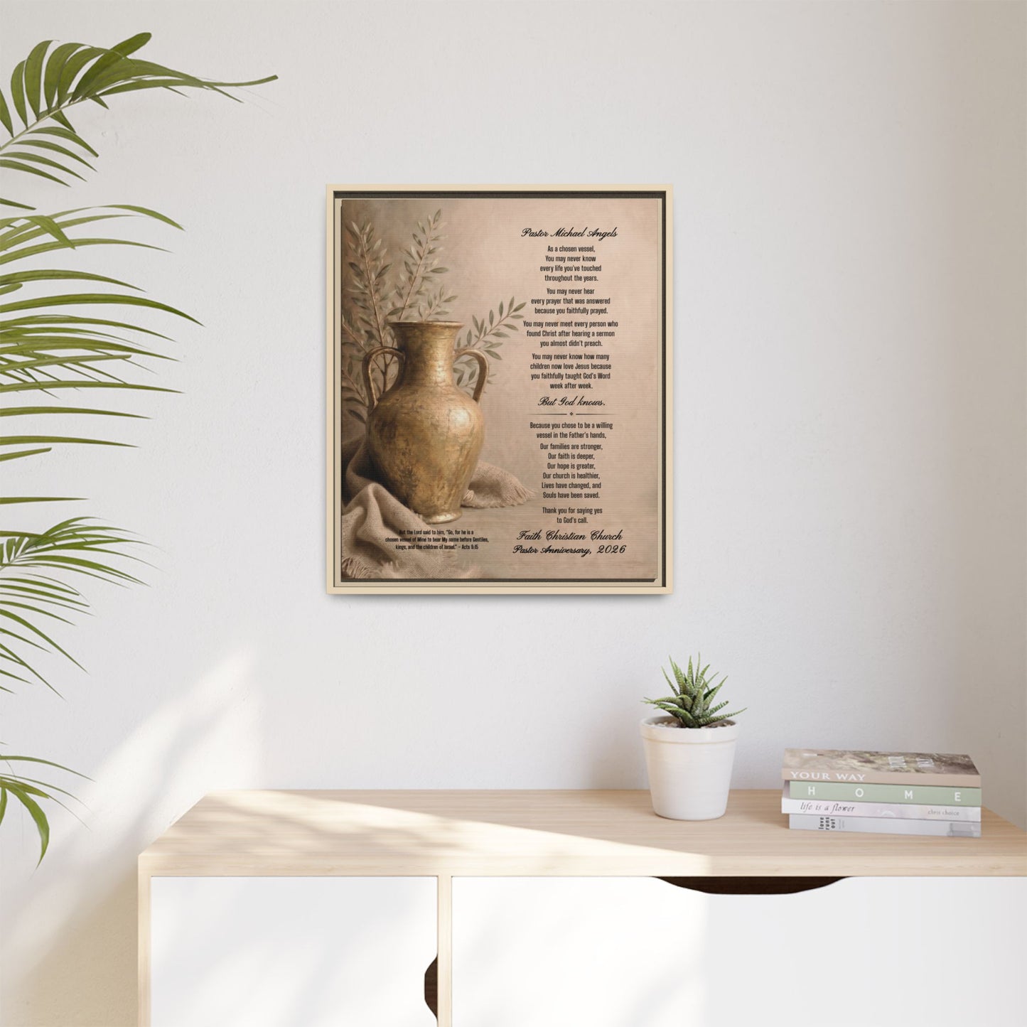 Personalized Pastor Appreciation Canvas Wall Art, Pastor Anniversary Gift | Chosen Vessel