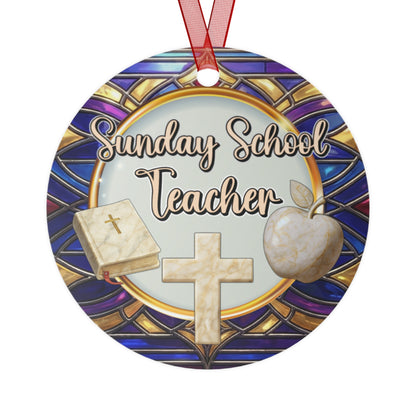 Sunday School Teacher Faux Stained-Glass Ornament | Personalized Keepsake