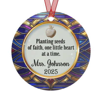 Sunday School Teacher Faux Stained-Glass Ornament | Personalized Keepsake