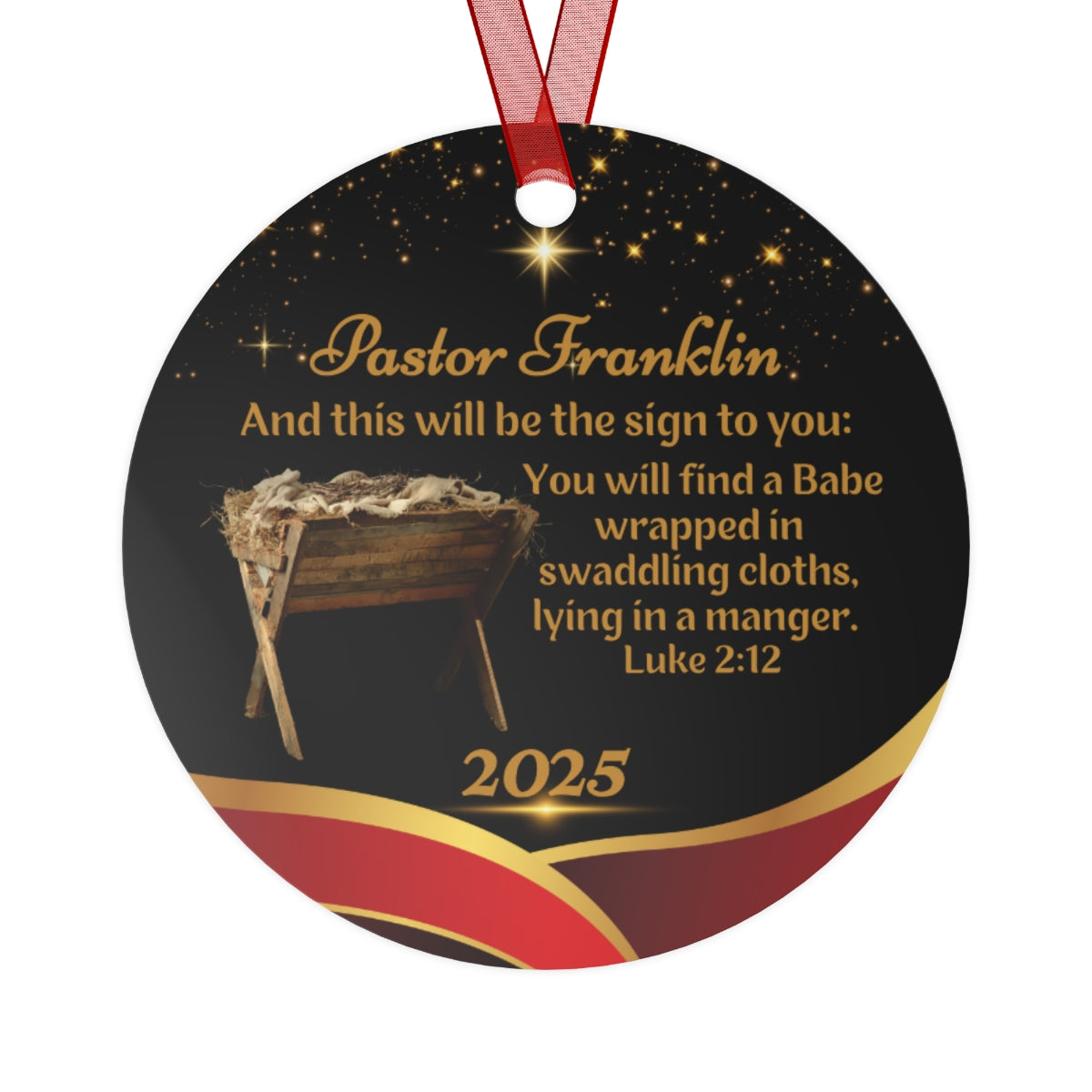 Personalized 2025 Bible Verse Christmas Metal Ornament For Pastors