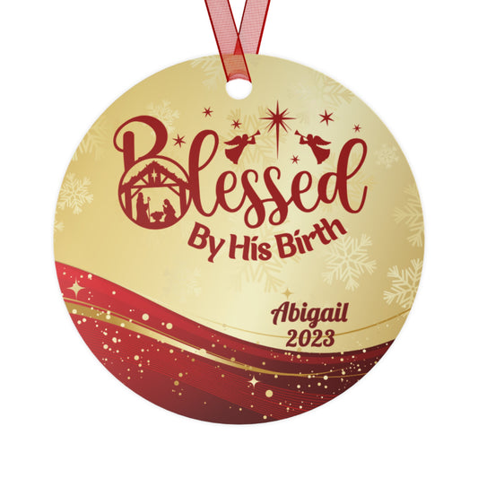 Personalized Metal Ornament Nativity Scene - Blessed