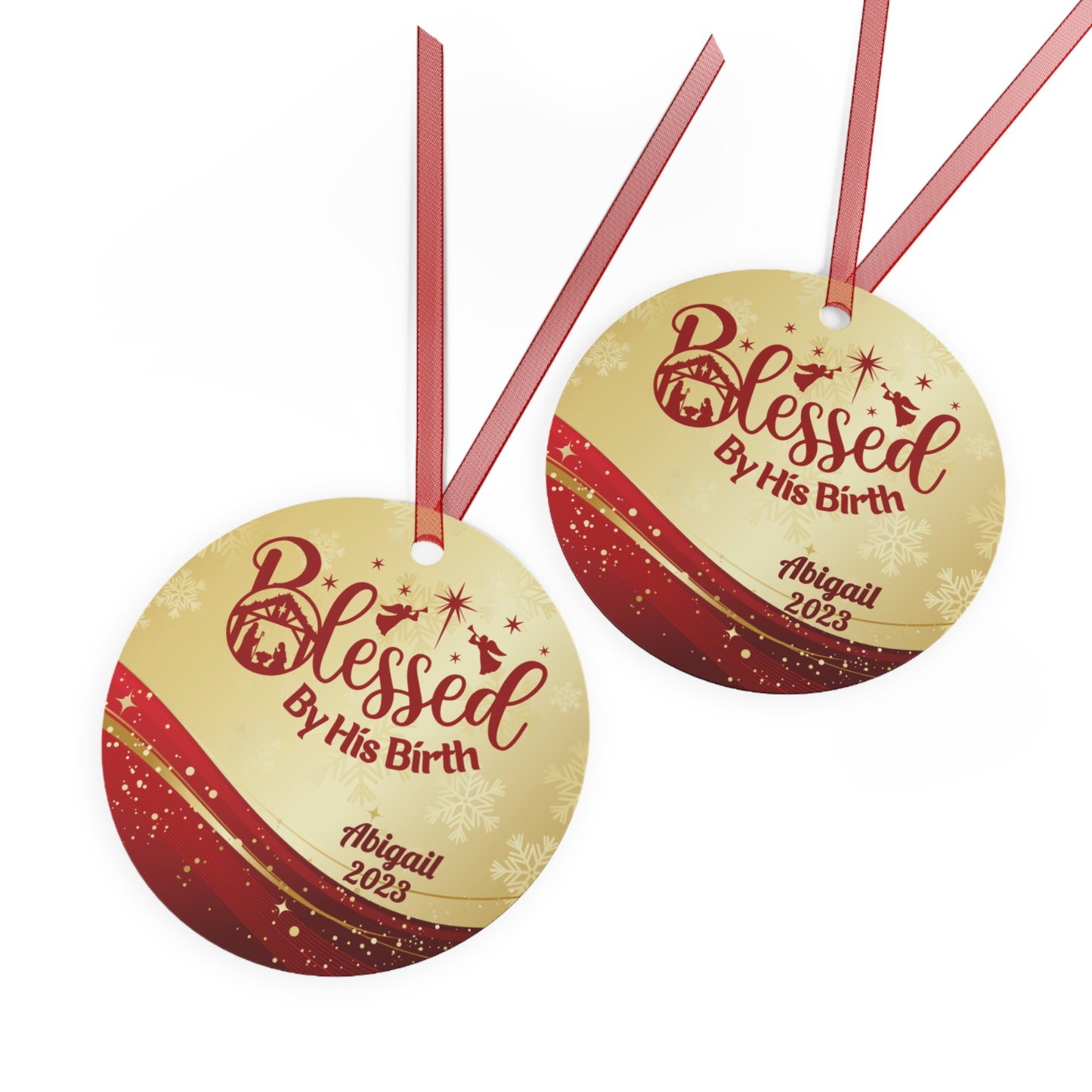 Personalized Metal Ornament Nativity Scene - Blessed