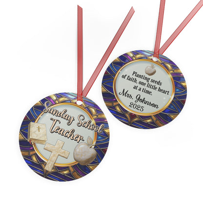 Sunday School Teacher Faux Stained-Glass Ornament | Personalized Keepsake