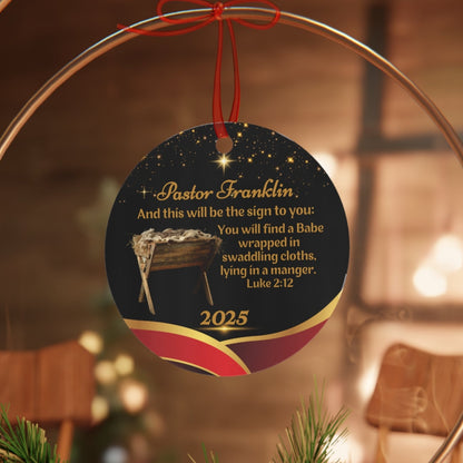 Personalized 2025 Bible Verse Christmas Metal Ornament For Pastors