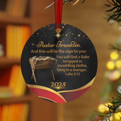 Personalized 2025 Bible Verse Christmas Metal Ornament For Pastors