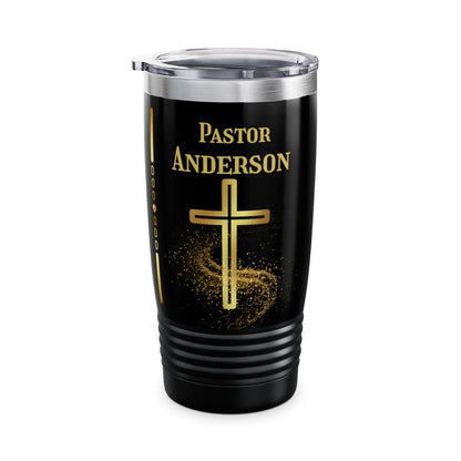 Personalized Pastor Ringneck Tumbler - Gold Cross