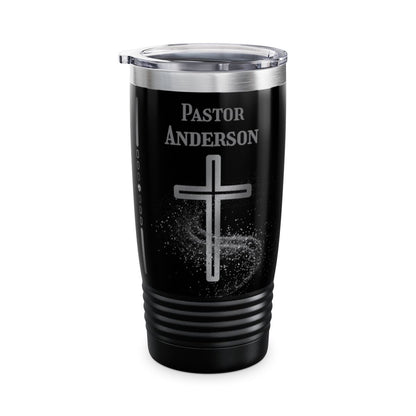 Personalized Pastor Ringneck Tumbler - Silver Cross