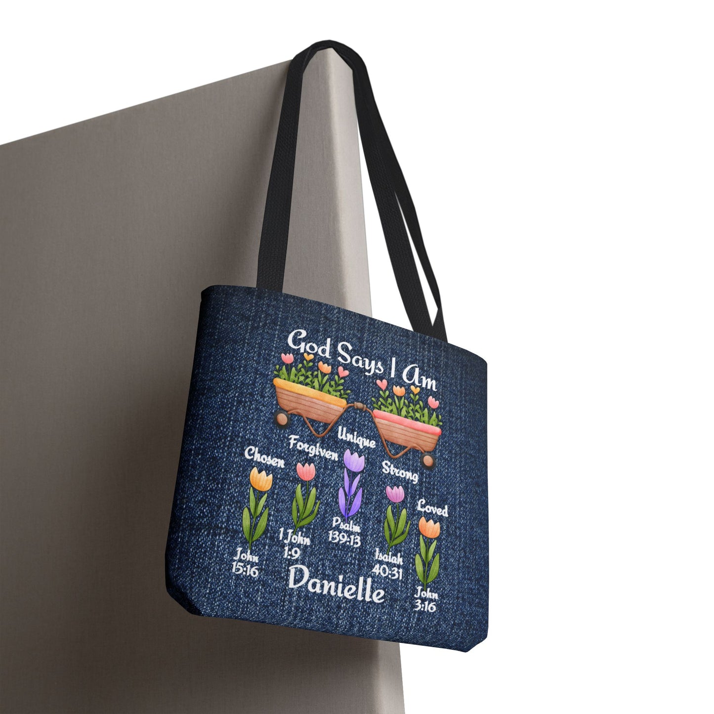 Personalized Christian Tote Bag - God Says I Am Bible Verse Affirmations