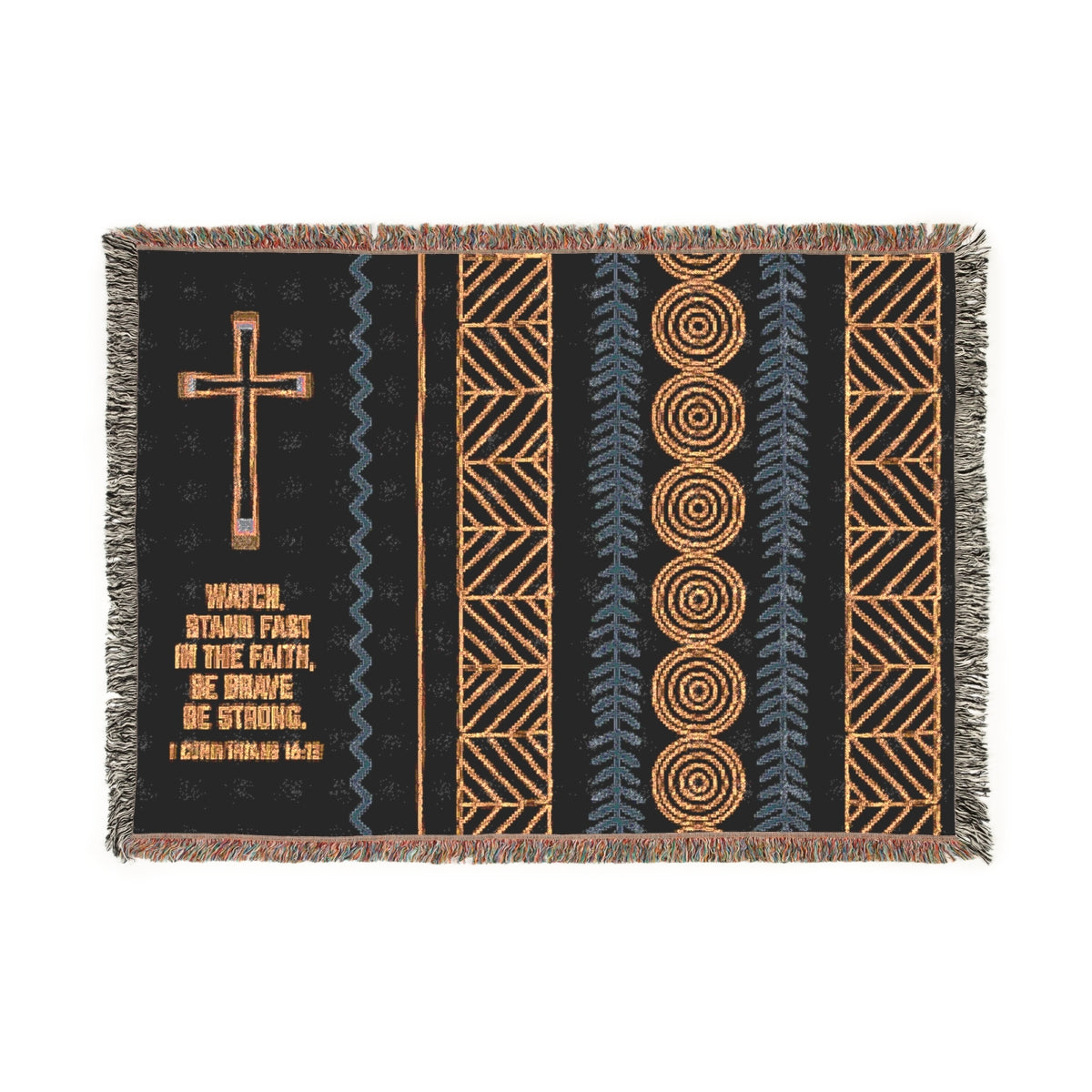 Afrocentric Christian Woven Blanket For Father's Day