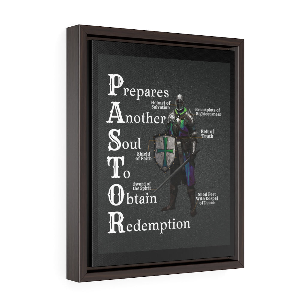 Pastor Acronym Vertical Framed Gallery Wrap Canvas