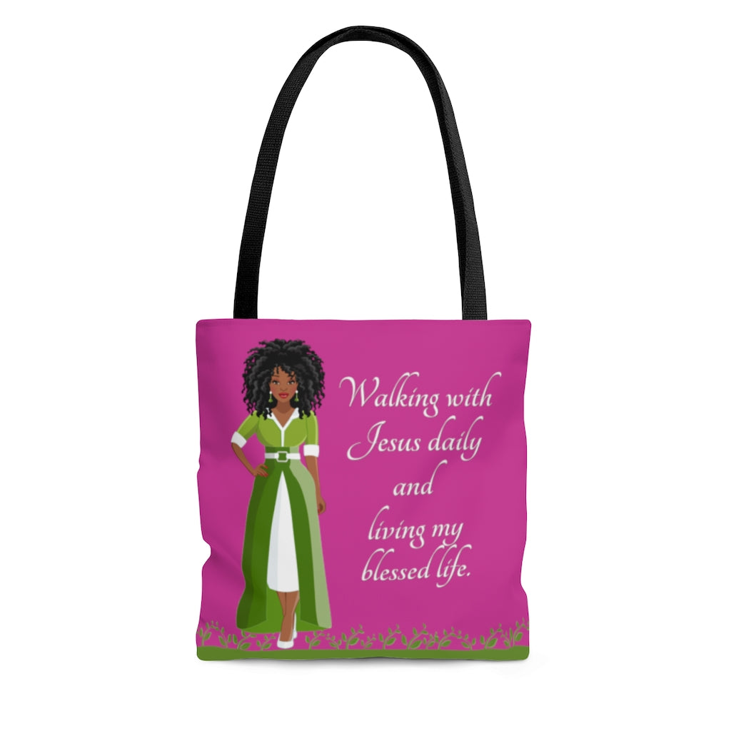 Living My Blessed Life African American Woman Tote Bag