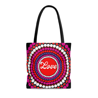 Faith Hope and Love Tote Bag - Love in red, white and pink