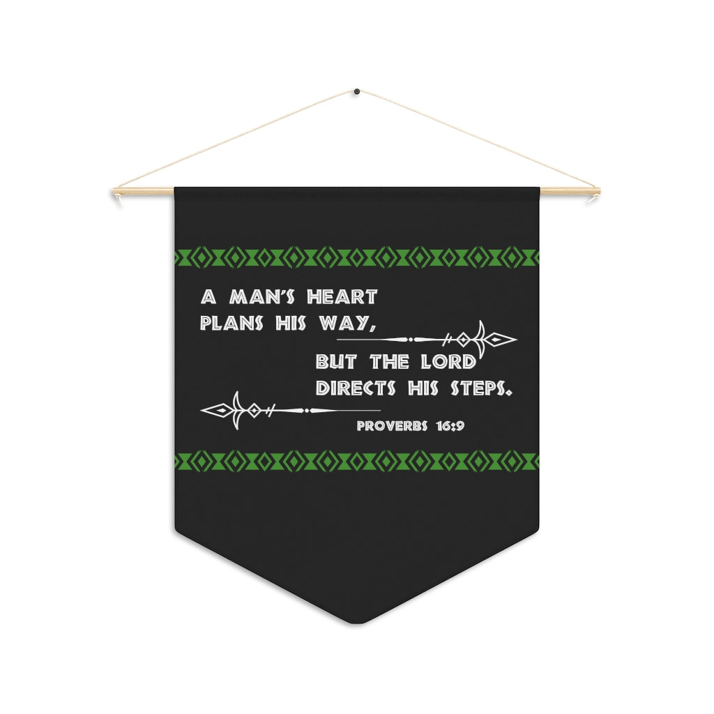 Bible Verse Proverbs 16:9 Christian Inspired Pennant Wall Decorative