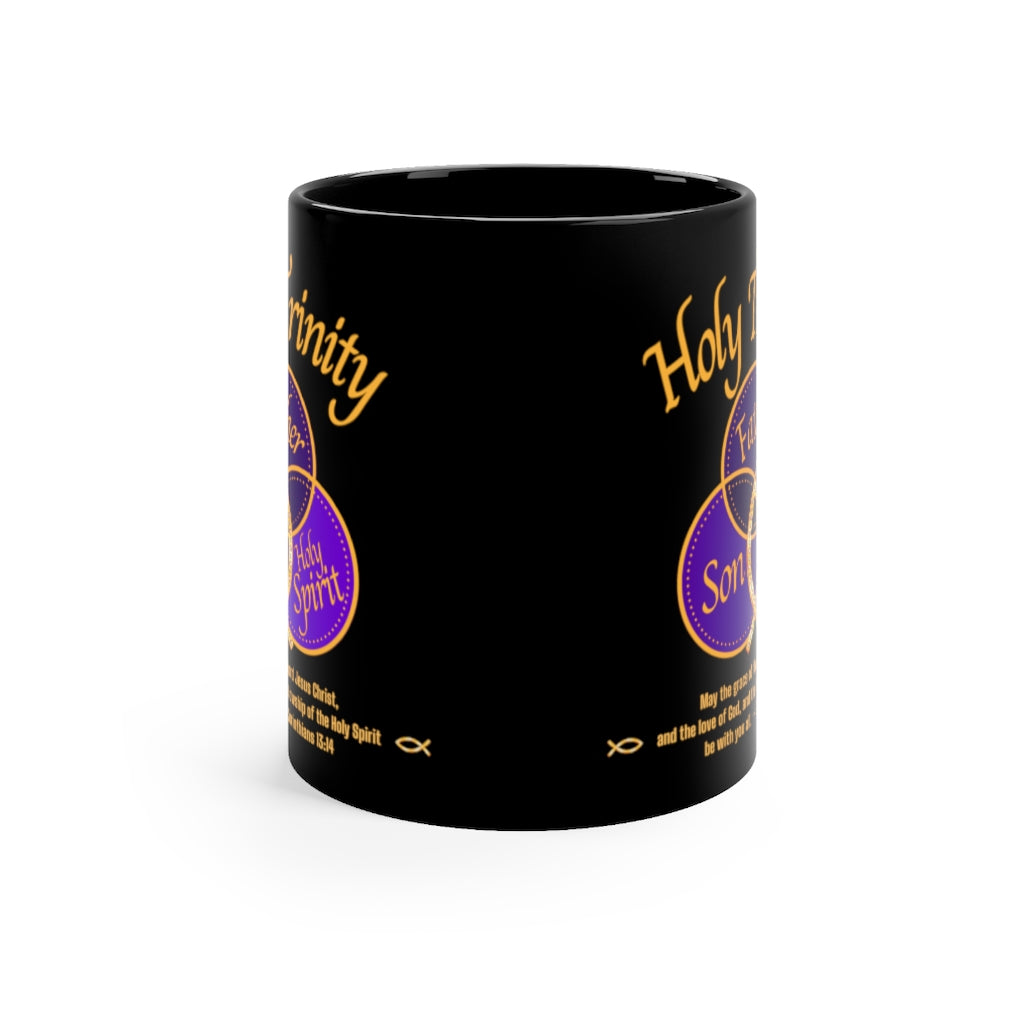 Holy Trinity Christian Gift Mug, Black Coffee Cup With ICHTHUS
