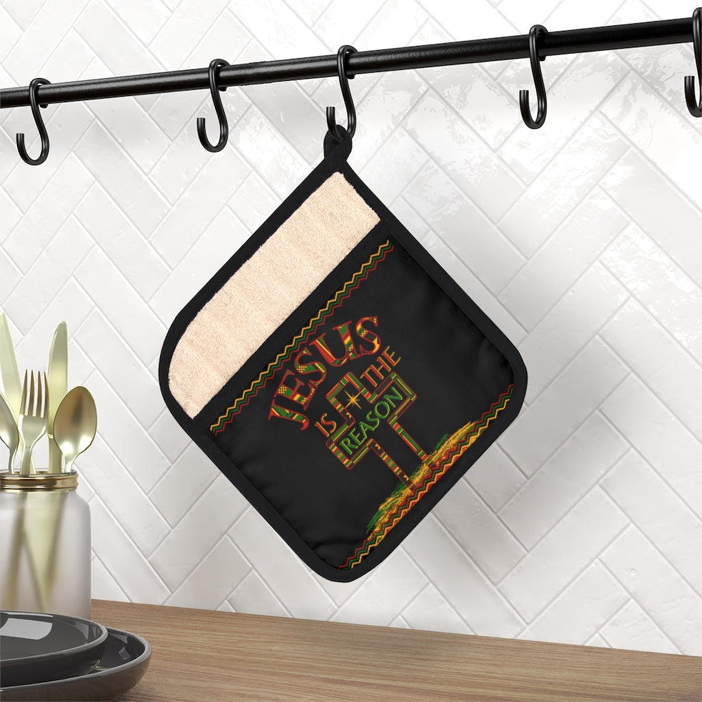 Kente Jesus Is The Reason Christmas Pot Holder with Pocket