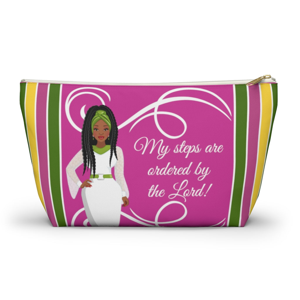 African American Accessory Bag - My Steps Are Ordered By The Lord, Christian Faith Inspired Pouch