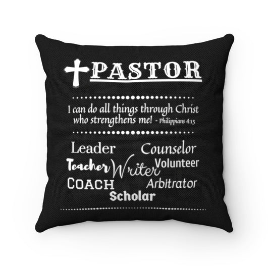 Pastor Roles Christian Pillow - black