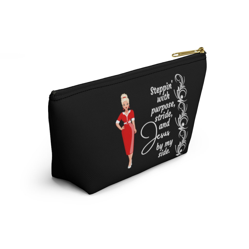 Steppin' With Purpose, Stride And Jesus Cosmetic Pouch or Accessory Bag