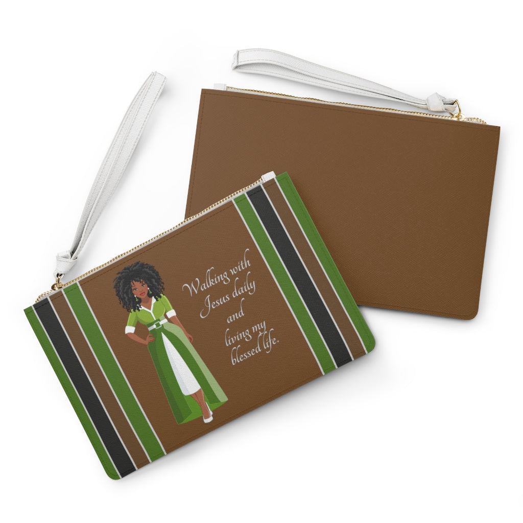 Walking With Jesus Daily And Living My Blessed Clutch Bag - African American