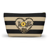 Love Leopard Print With Sunflower And Hearts Zipper Pouch | Cosmetic Accessory Bag