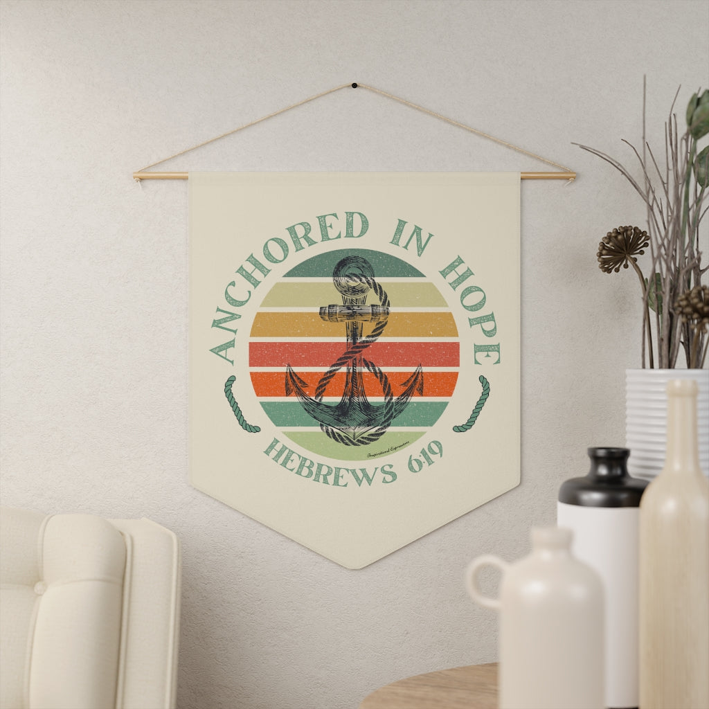 Hebrews 6:19 Anchored in Hope Sunset Christian Inspired Pennant Wall Decorative