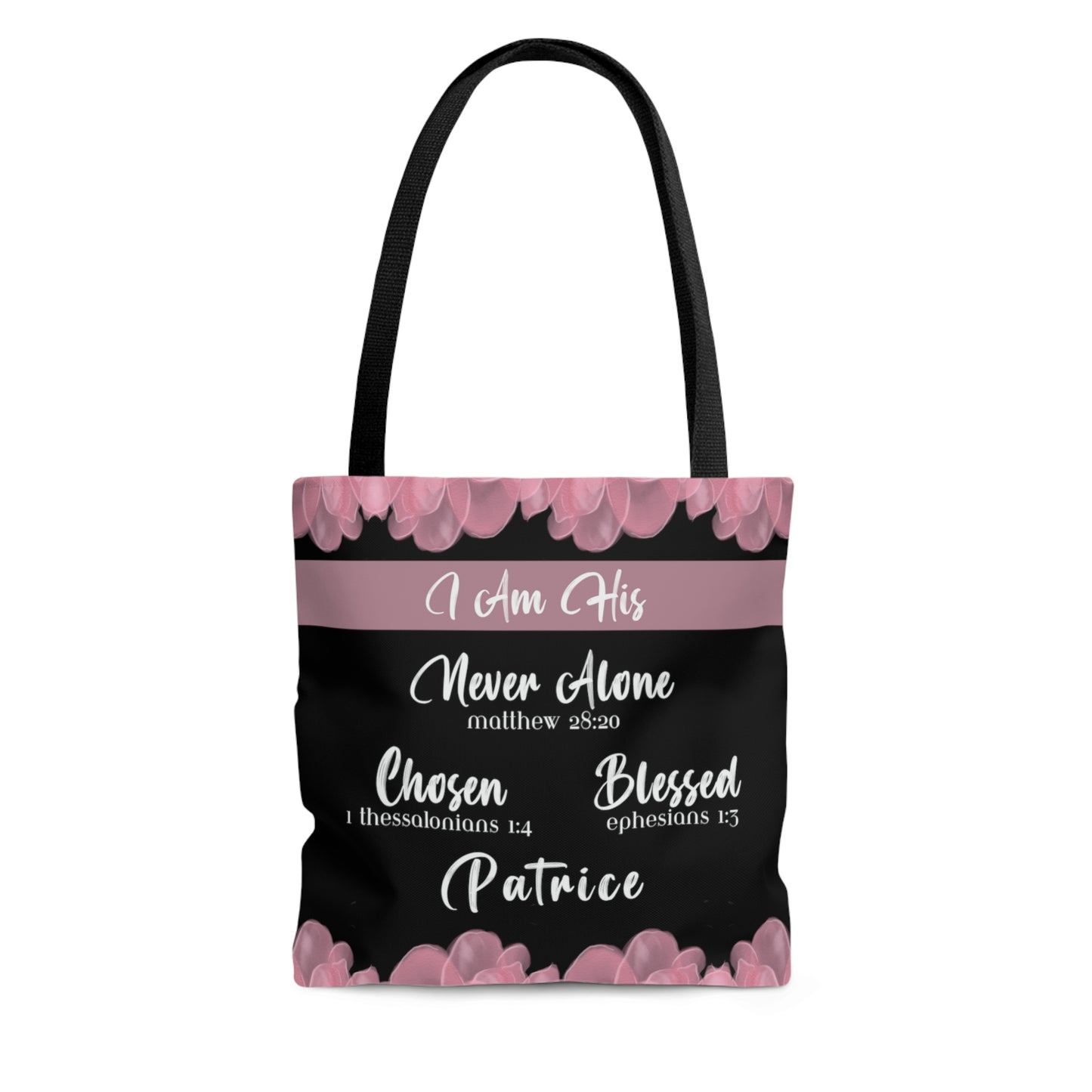 Personalized Bible Verse Tote Bag Pink Flowers Book or Bible Bag