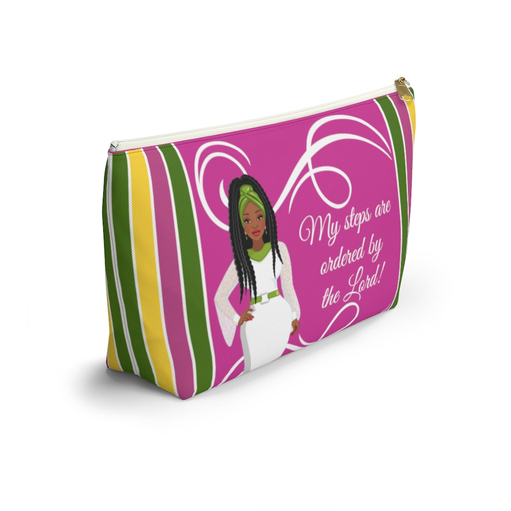 African American Accessory Bag - My Steps Are Ordered By The Lord, Christian Faith Inspired Pouch