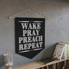 Load image into Gallery viewer, Wake Pray Preach Repeat Christian Inspired Pennant Pastor Wall Decorative