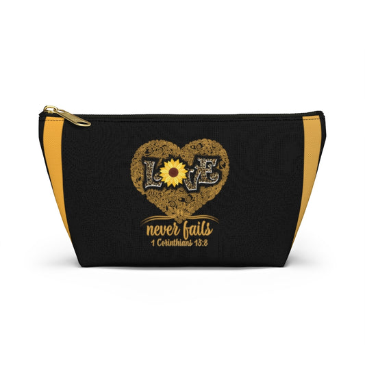 Love Never Fails Leopard Print With Sunflower Cosmetic Accessories Pouch