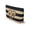 Love Leopard Print With Sunflower And Hearts Zipper Pouch | Cosmetic Accessory Bag
