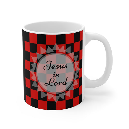 Jesus is Lord Plaid Pattern Coffee Mug
