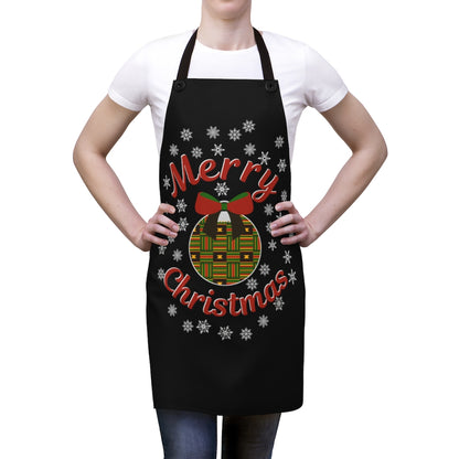 Merry Christmas Kente Ornament With Snow Cooking Apron