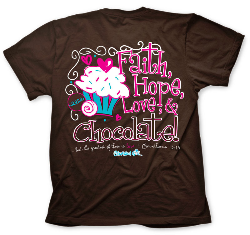 Kerusso Cherished Girl Faith, Hope, Love and Chocolate Women's T-shirt
