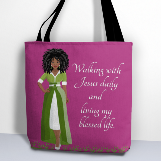 Living My Blessed Life African American Woman Tote Bag
