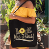 Load image into Gallery viewer, Love Like Jesus Leopard Print With Sunflower Christian Faith Tote Bag
