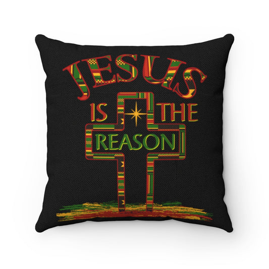 Jesus Is The Reason Kente Cross Throw Pillow