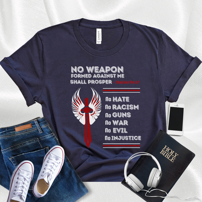 No Weapon Formed Against Me Bible Verse Tee