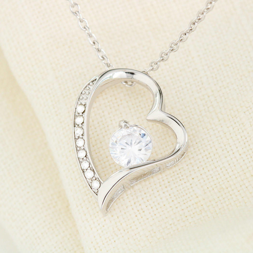Personalized Christmas Card To Sister-In-Law With Cubic Zirconia Heart Necklace